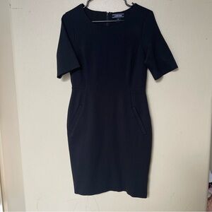 Lands' End Black dress knee length two pocket defined waist half sleeve size 6